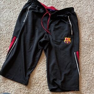 FC Barcelona soccer Black & Red Athletic 3/4 Length Pants